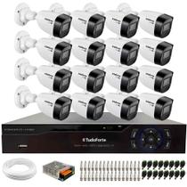 Kit 16 Câmeras Intelbras VHD 1130 B HD 720p Bullet com Lente 2.8mm Visão Noturna 30m Resistente à Chuva IP67 + Dvr Tudo Forte TFHDX 3316 16 Canais