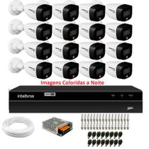 Kit 16 Câmeras Intelbras VHD 1220 B Full Color Bullet Full HD 1080p Multi HD IR 20m + Dvr MHDX 1216