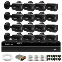 Kit 16 Câmeras Intelbras VHD 1230 B Full HD 1080p Bullet Black G7 Visão Noturna 30m IP67 + DVR Intelbras MHDX 1316 Full HD 16 Canais Multi HD