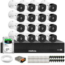 Kit 16 Câmeras Intelbras VHD 1230 B Full HD 1080p Bullet Visão Noturna de 30 metros IP67 + Dvr Intelbras MHDX 3116-C 16 Canais + HD SkyHawk 1TB
