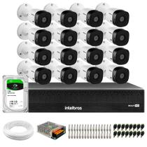 Kit 16 Câmeras Intelbras VHD 1530 B 5 megapixel HDCVI Infra 30m IP67 + DVR Intelbras MHDX 3116-C 16 Canais + HD 1TB BarraCuda