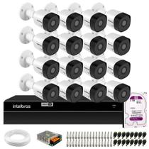 Kit 16 Câmeras Intelbras VHD 3130 B Bullet G6 HD 720p Visão Noturna 30m Proteção IP67 + DVR Intelbras MHDX 1216 Full HD 16 Canais + HD 2TB Purple