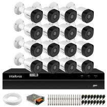 Kit 16 Câmeras Intelbras VHD 3130 Bullet G6 HD 720p Lente 3.6mm Visão Noturna 30m IP67 + DVR Intelbras MHDX 1216 Full HD 16 Canais Multi HD