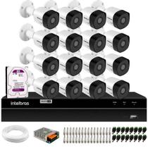 Kit 16 Câmeras Intelbras VHD 3130 Bullet G6 HD 720p Visão Noturna 30m IP67 DVR Intelbras MHDX 1216 16 Canais HD 2TB Purple