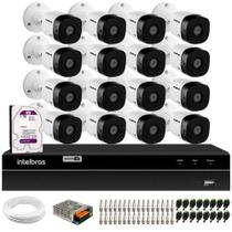 Kit 16 Câmeras Intelbras VHD 3230 Bullet G6 Full HD 1080p, Lente 3.6mm, Visão Noturna 30m, IP67 + DVR Intelbras MHDX 1216 Full HD 16 Canais