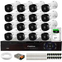 Kit 16 Câmeras Intelbras VHL 1120 B HDCVI Lite HD 720p Lente 3.6mm Visão Noturna 20m IP66 + Dvr Tudo Forte TFHDX 3316 16 Canais + HD 1TB BarraCuda