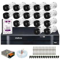 Kit 16 Câmeras Intelbras VHL 1220 B Full HD 1080 + DVR Intelbras + Acessórios 20m Infravermelho