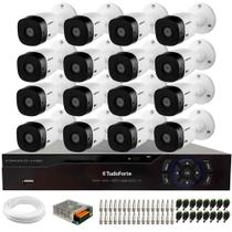 Kit 16 Câmeras Intelbras VHL 1220 B HDCVI LITE Bullet Full HD 1080p Visão Noturna 20m IP66 + Dvr Tudo Forte TFHDX 3316 16 Canais Com App Xmeye