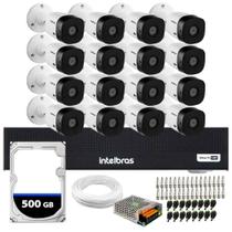 Kit 16 Câmeras Intelbras VHL 1220 Full HD 1080p Visão Noturna 20m Proteção IP66 + DVR Gravador MHDX 1016C 16 Canais + HD 500GB