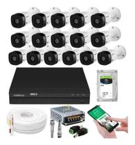 Kit 16 Câmeras Multi Hd Intelbras 1120b Dvr 16 Canais Com Hd 2tb