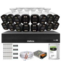 Kit 16 Câmeras Segurança FullColor Visão Noturna Colorida 1080p 2.8mm Dvr Intelbras 1tb