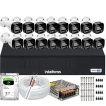 Kit 16 Cameras Segurança Intelbras VHD 3220b+ Microfone Audio Full Color 1080 Dvr Mhdx 3116c 5mp 3TB