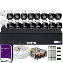 Kit 16 Cameras Segurança Intelbras VHD 3220b+ Microfone Audio Full Color 1080p Dvr 3116C 2TB Purple