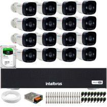 Kit 16 Câmeras TF 710 B Full Color ColorVu Full HD 1080p Bullet Visão Noturna Colorida 20m + Dvr Intelbras MHDX 1016-C 16 Canais + HD 1TB BarraCuda