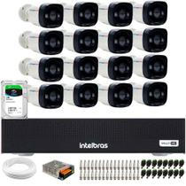 Kit 16 Câmeras TF 710 B Full Color ColorVu Full HD 1080p Bullet Visão Noturna Colorida 20m + Dvr Intelbras MHDX 1016-C 16 Canais + HD SkyHawk 1TB