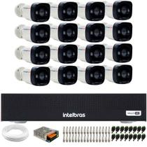 Kit 16 Câmeras TF 710 B Full Color ColorVu Full HD 1080p Bullet Visão Noturna Colorida 20m + Dvr Intelbras MHDX 1016-C 16 Canais
