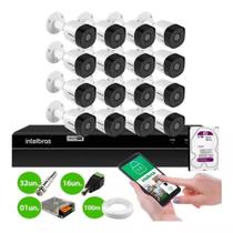 Kit 16 Câmeras Vhd 1120 B Infra 20m Ip67 Dvr 16 Canais 2tb