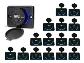 Kit 16 Carregador de Celular Automotivo 1 USB + 1 USB Power C/ Moldura - RS-1113U BR