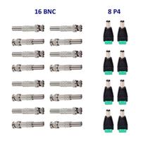 Kit 16 conector bnc mola e parafuso +8 p4macho para câmeras de segurança
