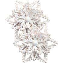 Kit 16 Flores Natal Com Glitter Branco Enfeite Natalino 10cm Kit 16 Flores Natal Com Glitter Branco Enfeite Natalino 10cm