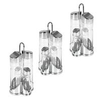 Kit 16 Galheteiro Multiuso Organizador Porta Tempero Condimentos Vidro Cozinha Vinagre Suporte Azeite
