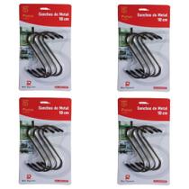 Kit 16 Ganchos De Metal Tipo S Multiuso Guarda Roupa 10Cm