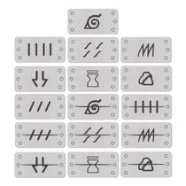 Kit 16 Imãs Bandanas Personagens Naruto 6x12cm De Metal Kit 16 Imãs Bandanas Personagens Naruto 6x12cm De Metal