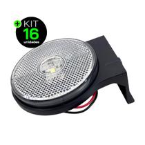Kit 16 Lanternas Lateral Carreta LED Cristal 65mm com Suporte com Fio 12V 24V