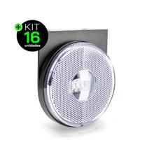 Kit 16 Lanternas Lateral Carreta LED Cristal 85mm com Suporte com Fio 12V 24V