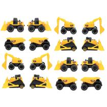 Kit 16 Mini Tratores de Brinquedo Carrinho Caçamba Escavadeira Pá Carregadeira