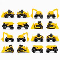 Kit 16 Mini Tratores de Brinquedo Carrinho Caçamba Escavadeira Pá Carregadeira