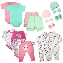 Kit 16 Pçs Enxoval Maternidade Roupas Bebês Tecido Algodão