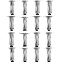 Kit 16 Pé Para Móveis Regulável Redondo Cromado 12cm Aço