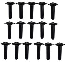 Kit 16 Pé Para Móveis Regulável Redondo Preto 10cm em Metal Kit 16 Pé Para Móveis Regulável Redondo Preto 10cm em Metal