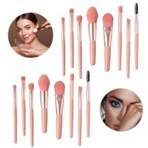 Kit 16 Peças De Pincéis De Maquiagem Pequenos C/ Estojo Para Viagem