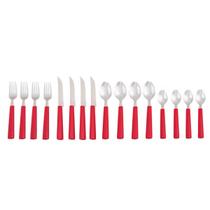 Kit 16 Peças Faqueiro Talheres Inox Riviera Brinox Vermelho