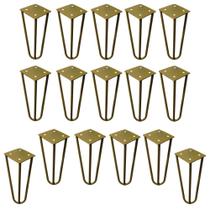Kit 16 Pés de Metal 15 CM Hairpin Legs Mesas de Centro Puffs Dourado G41