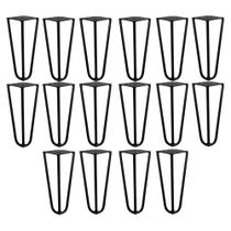Kit 16 Pés de Metal 15 CM Hairpin Legs Mesas de Centro Puffs Preto G41