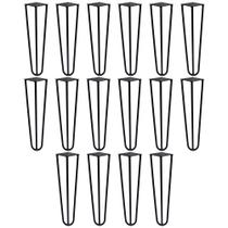Kit 16 Pés de Metal 30 CM Hairpin Legs Mesa de Canto Rack e Puffs Preto G41