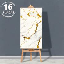 Kit 16 Placas Adesiva 3D Revestimento de Parede Vinílico Marmorizado Lavável