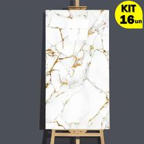 Kit 16 Placas Adesiva Revestimento Mármore 3D Vinílico Alto Brilho 30x60cm