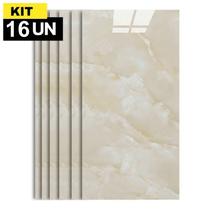 Kit 16 Placas Painel Porcelanato Revestimento Adesivo Vinílico Marmorizado