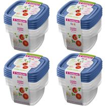 Kit 16 Pote Sanremo Quadrado 360ml Vai Freezer Microondas Potinho Congelar Alimentos Vasilha Plástica BPA Free