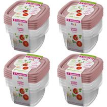 Kit 16 Pote Sanremo Quadrado 360ml Vai Freezer Microondas Potinho Congelar Alimentos Vasilha Plástica BPA Free