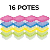 Kit 16 Potes de Plástico Pequenos para Lanche Marmitinha Fitness
