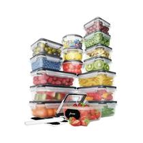 Kit 16 Potes Herméticos Empilhável Tampa Com Trava Transparente
