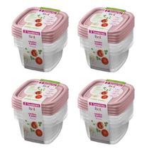 Kit 16 Potes Para Alimentos Quadrado 360 ML Transparente