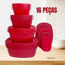 Kit 16 Potes Vasilhas Para Cozinha Alimentos BPA FREE Para FREEZER Microondas