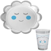 Kit 16 Pratos 16 Copos de Papel Festa Aniversário Nuvem Kit 16 Pratos 16 Copos de Papel Festa Aniversário Nuvem