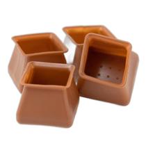 Kit 16 Proteção Quadrada Pé Cadeira Mesa 3,5Cm A 4Cm Marrom